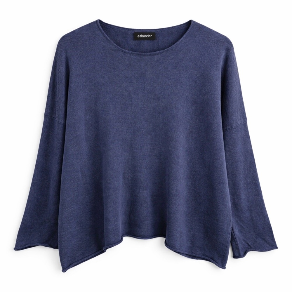 Eskandar Sweater Oversized Navy Knit Boxy Minimalist Lagenlook Luxury OS